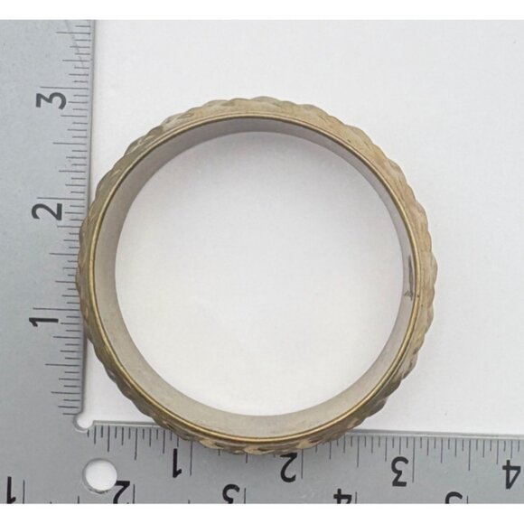 Vintage Brass Textured Bangle Bracelet Diamond Stud Pattern Boho Chic - Picture 3 of 7